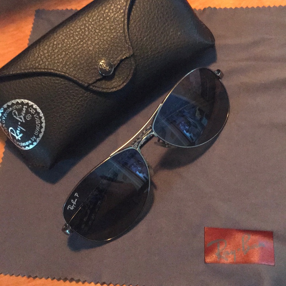 Ray-Ban Silver Frame Dark Gray Lenses Aviator Sunglasses